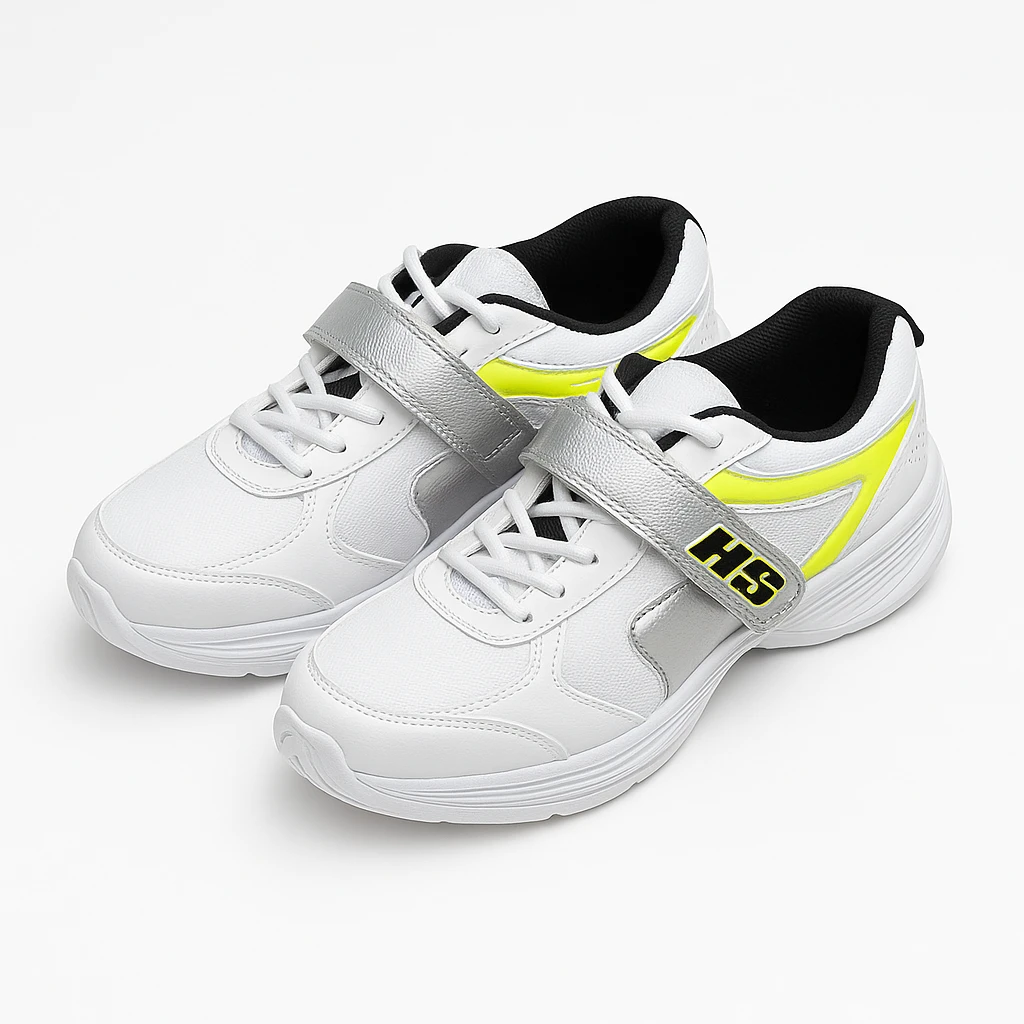White Sports Shoes with Hook & Loop Strap Lightwei...