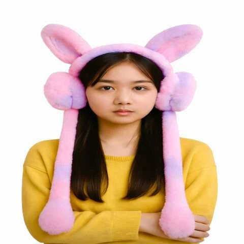 Cute Moving Rabbit Ear Plush Earmuffs for Kids, Wo...
