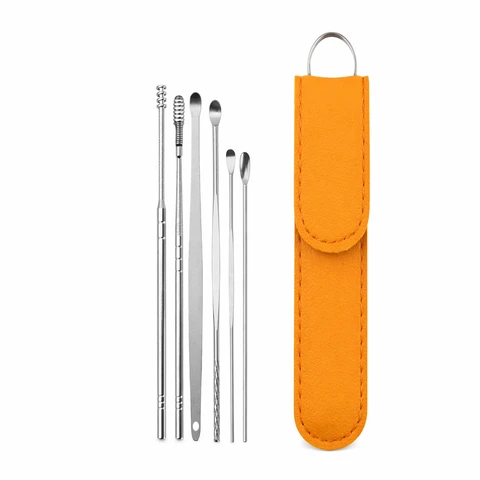 6PCS Stainless Steel Ear Pick Cleaning Kit with PU...