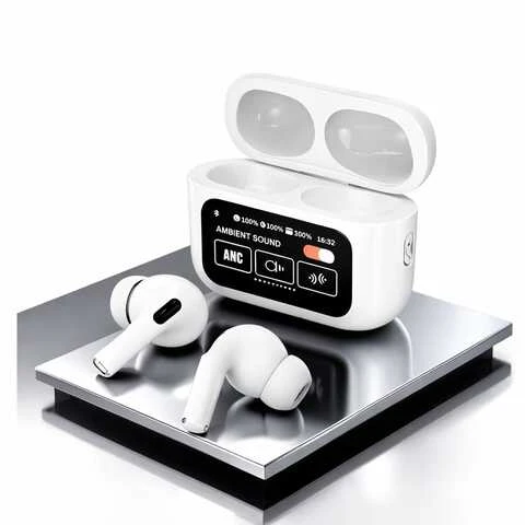 E9 Pro TWS Earbuds with Smart Touchscreen Display – ANC & ENC Wireless Bluetooth Earbuds