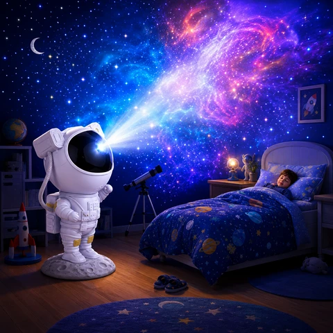 Astronaut Galaxy Star Projector LED Night Light –...