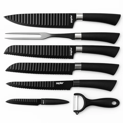 6-Piece Non-Stick Kitchen Knife Set with Peeler &...