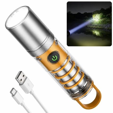 X-10 USB Rechargeable Camping Flashlight – LED Tactical Torch with Camping Light