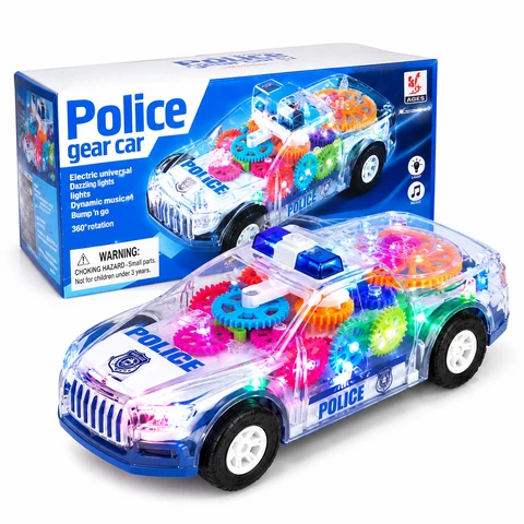 Gear Police Car Toy with Music, Flashing LED Light...