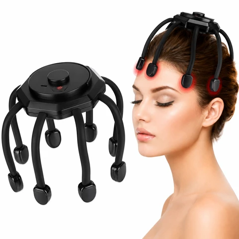 Riveira Electric Head Massager – USB Rechargeable 360° Scalp Massage Device with 3 Vibration Modes