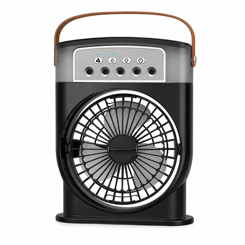 Disnie Rechargeable Mini Portable Cooling Fan – USB Rechargeable Air Cooler with Mist Spray, RGB LED Light & 3 Speed Modes