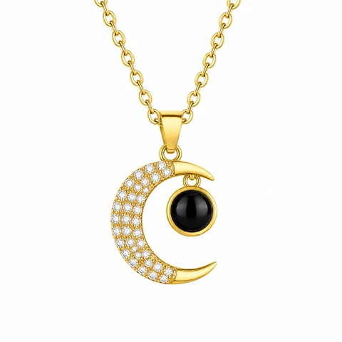 Women Moon Projection Necklace – Korean Style Tita...