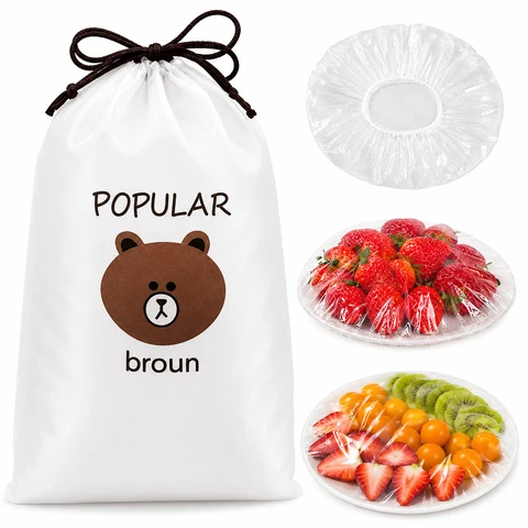 Disposable Elastic Food Covers – Stretchable Plastic Food Wrap Bowl Covers (100 Pieces)