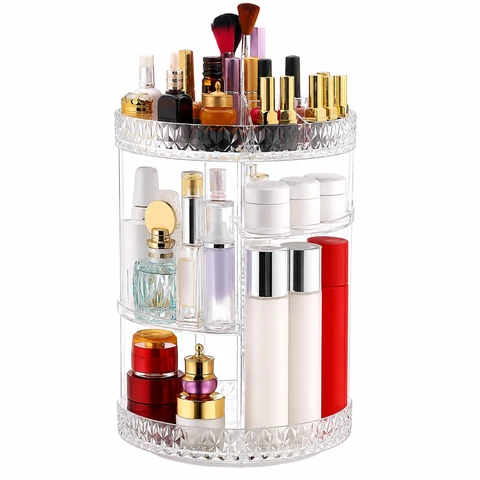 360° Rotating Makeup Organizer – Adjustable Cosmet...