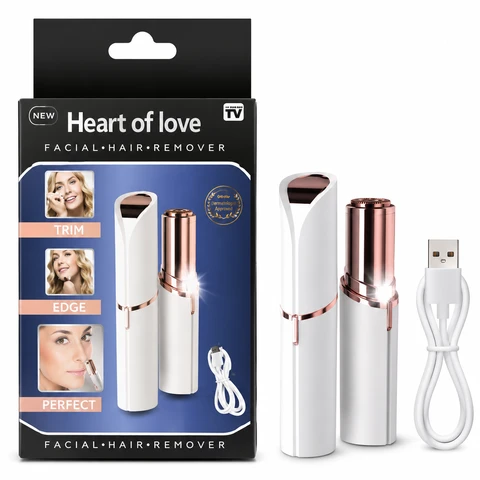 Flawless Facial Hair Remover for Women – USB Rechargeable Painless Electric Face Hair Trimmer with LED Light