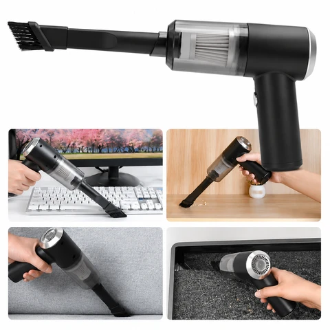 2-in-1 Portable Rechargeable Handheld Vacuum Cleaner with LED Light – Cordless Mini Dust Cleaner