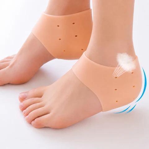 2 Pieces Silicone Heel Protector Sleeves – Soft Heel Cushion for Plantar Fasciitis & Cracked Heel Relief (1 Pair)