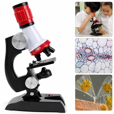 1200X Educational Biological Microscope for Kids – LED Science Lab Microscope Kit (100X/400X/1200X)